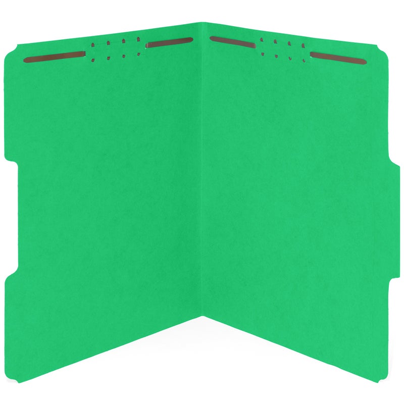 Blue Summit Supplies Blue Summit 50 Green Fastener File Folders - 1/3 Cut Reinforced Assorted Tab - Durable 2 Prongs Designed to Organize Standard Medical Files, Law Client Files, Office Reports - Letter Size - Image 1